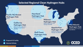 Map of regional hydrogen hubs