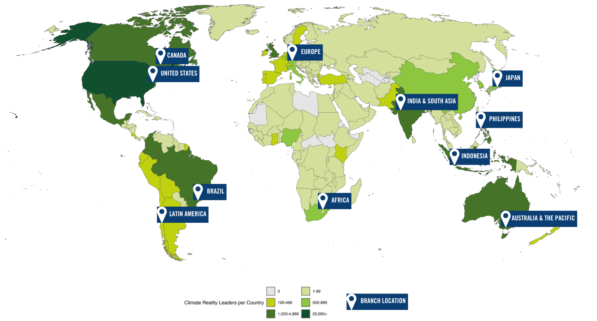 map of climate reality's global network