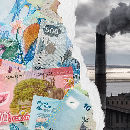 image of money masking fossil fuels