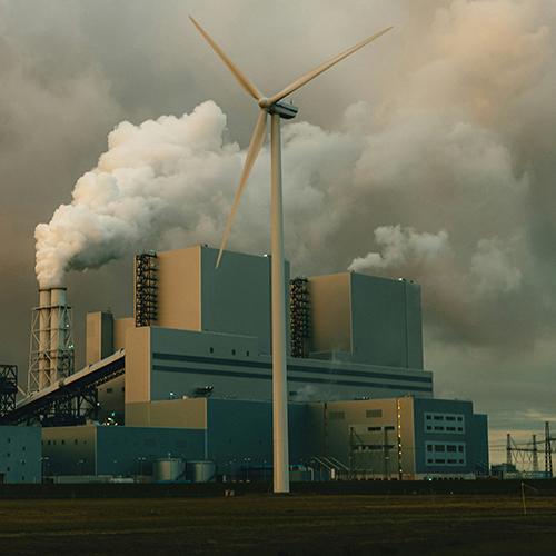 turbine against polluted background