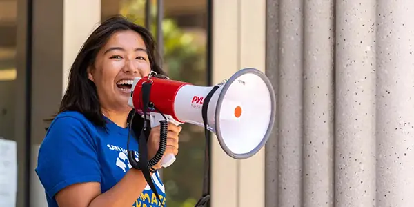 woman with megaphone