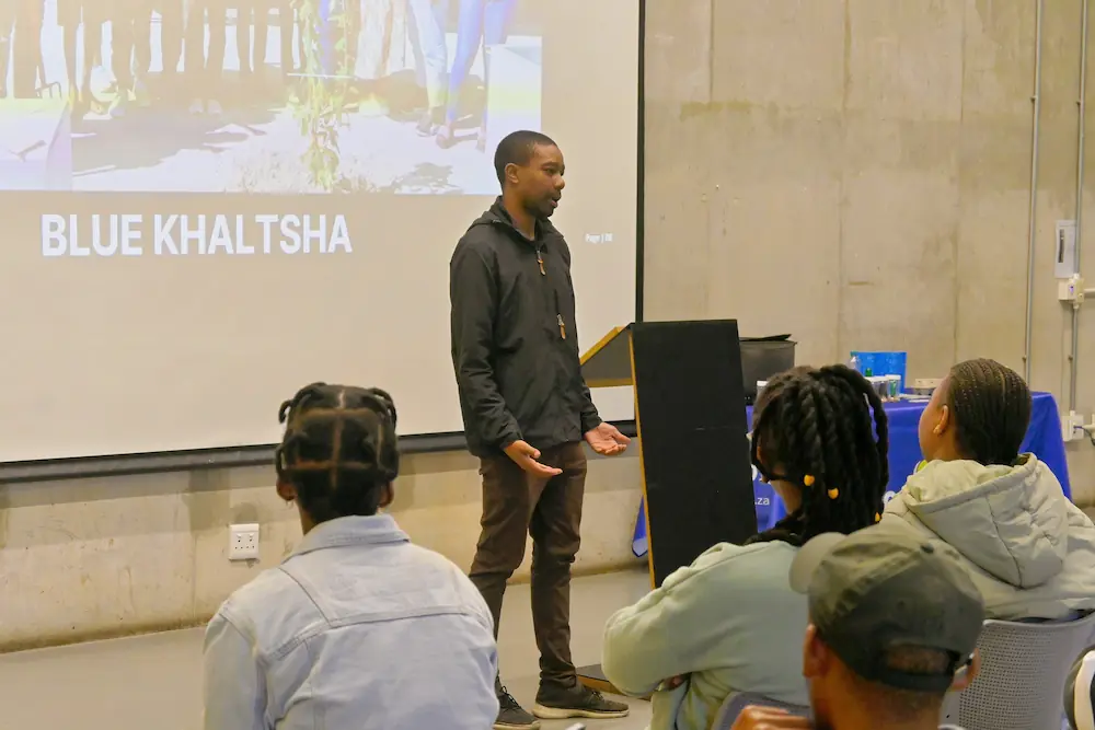 close up of Khotso during a speech