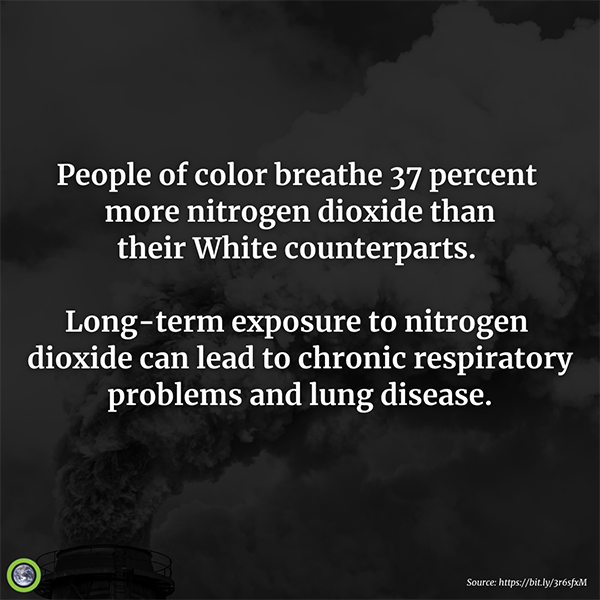 people of colors breathe 37% more nitrogen dioxide than their white counterparts