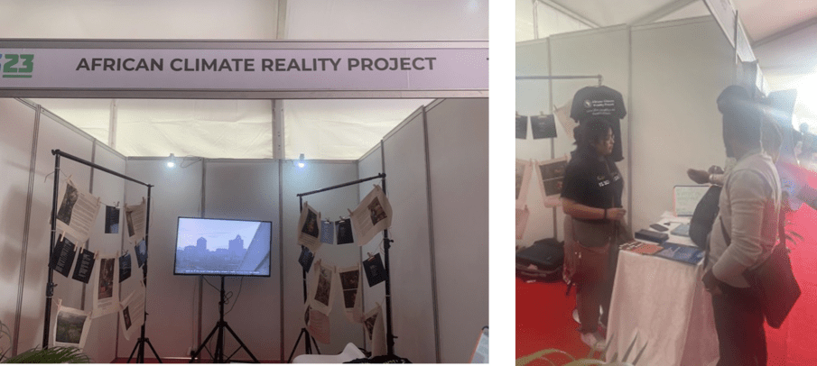 collage of event attendees and african climate reality booth