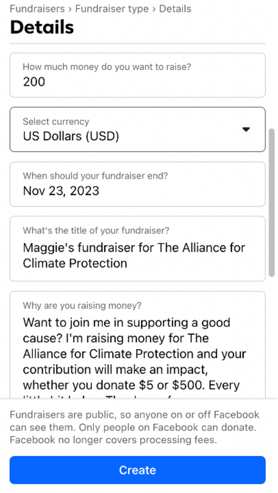 Screenshot for Facebook Fundraisers 1