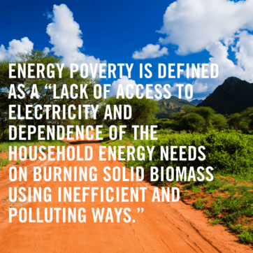 Image of West African dirt roadway. “Energy poverty is defined as a “lack of access to electricity and dependence of the household energy needs on burning solid biomass using inefficient and polluting ways.”