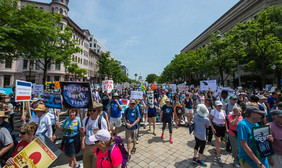 People rallying for climate action