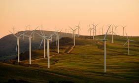 Turbines at sunset