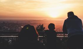 family at sunset