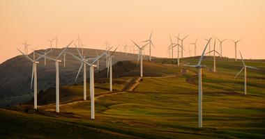 Turbines at sunset