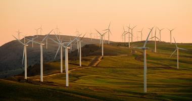 Turbines at sunset