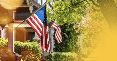 American flag hung in neighborhood