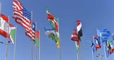 flags soaring in wind