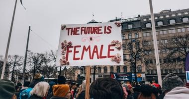 Rally sign the reads "The future is female"