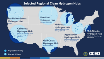 Map of regional hydrogen hubs