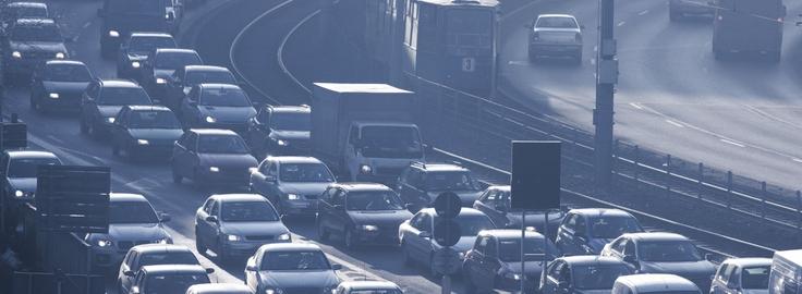 Cars stuck in traffic