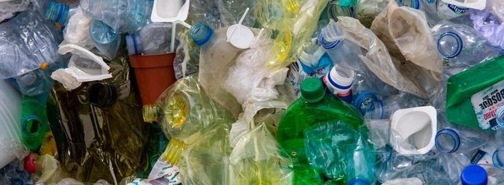 close up pile of mixed plastic waste