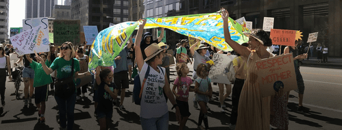 people marching with youth advocates