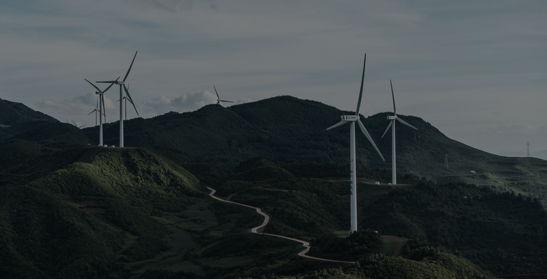 Turbines in a hilly field