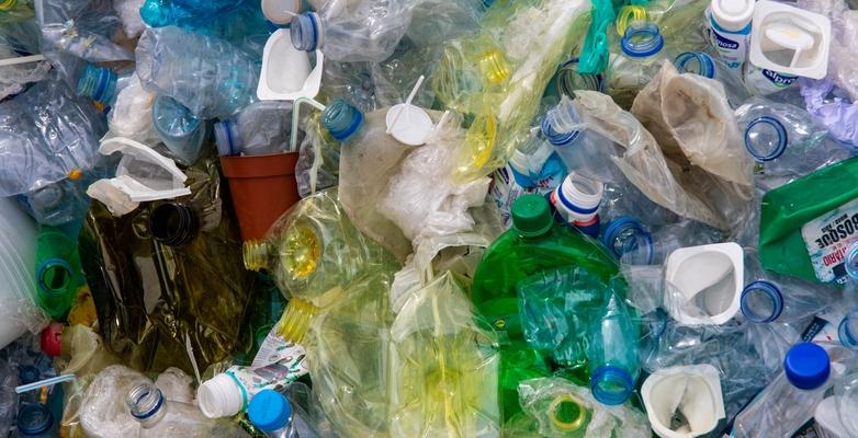 close up pile of mixed plastic waste