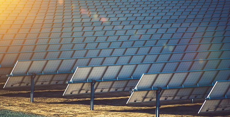 Solar Panels Shining in sun