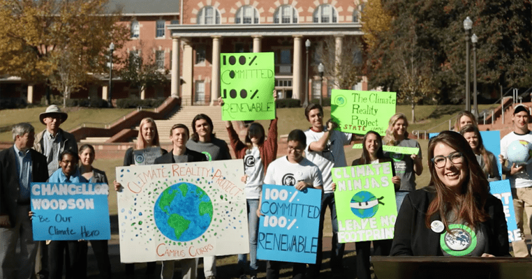 Chapters group holding signs