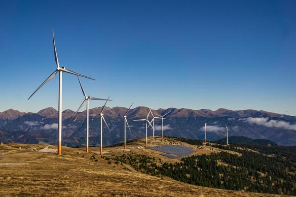 Windmills over hills