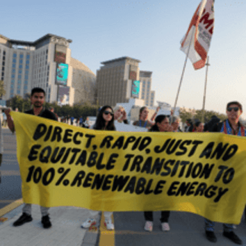 activists holding a banner