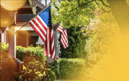 American flag hung in neighborhood