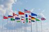 International flags waving